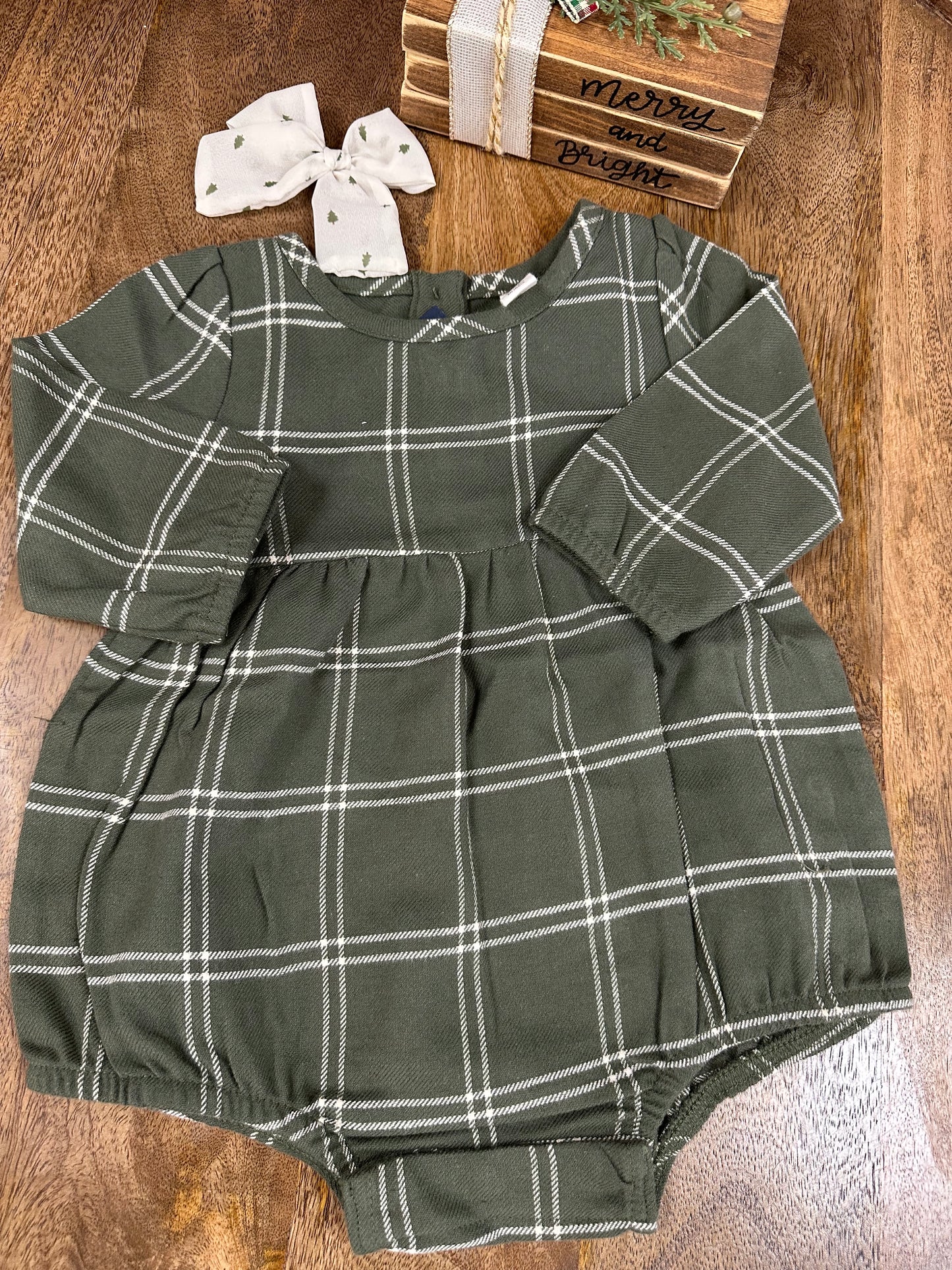 Organic Baby Bristol Flannel Bubble Romper - Cypress Plaid