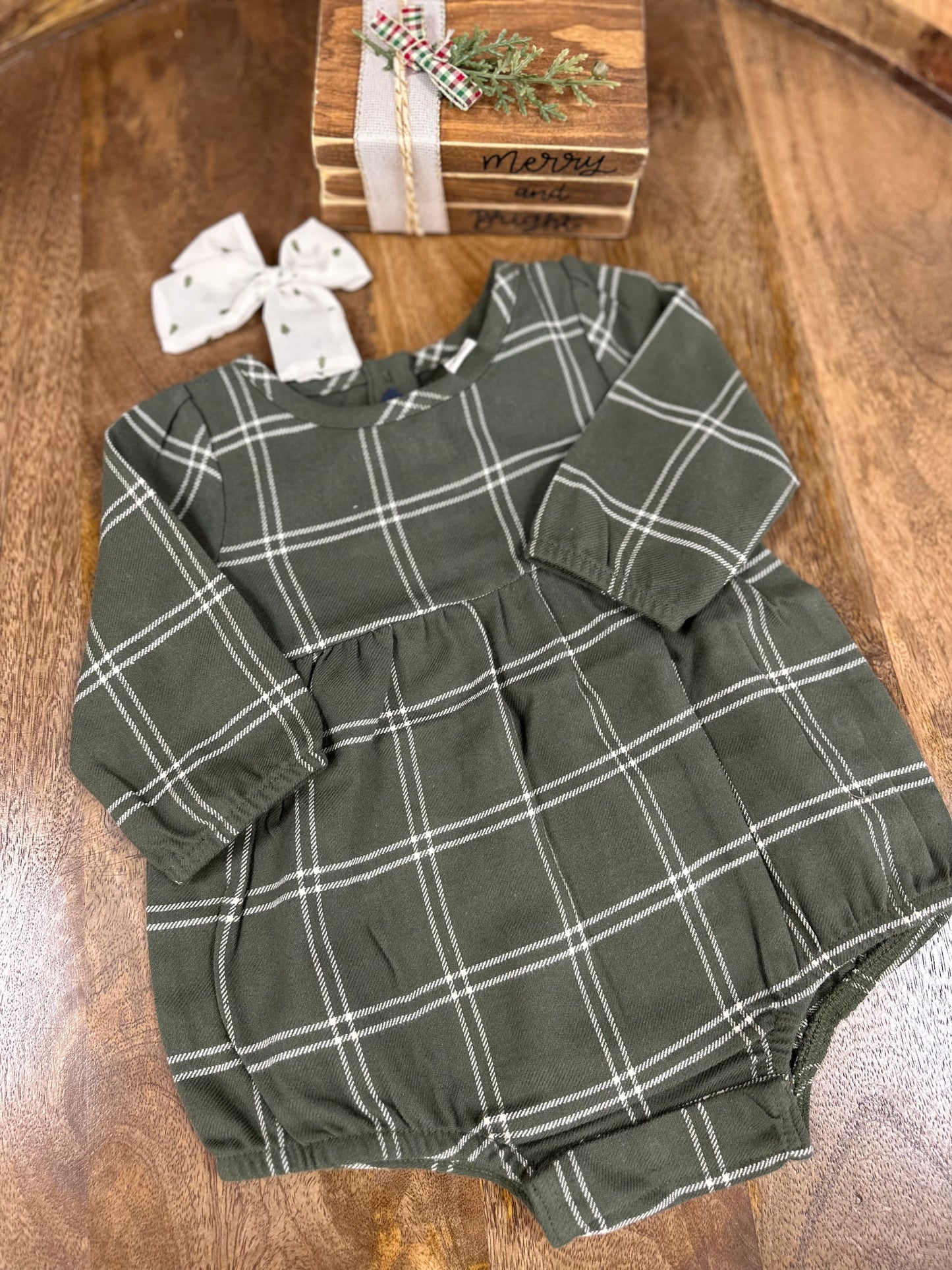 Organic Baby Bristol Flannel Bubble Romper - Cypress Plaid