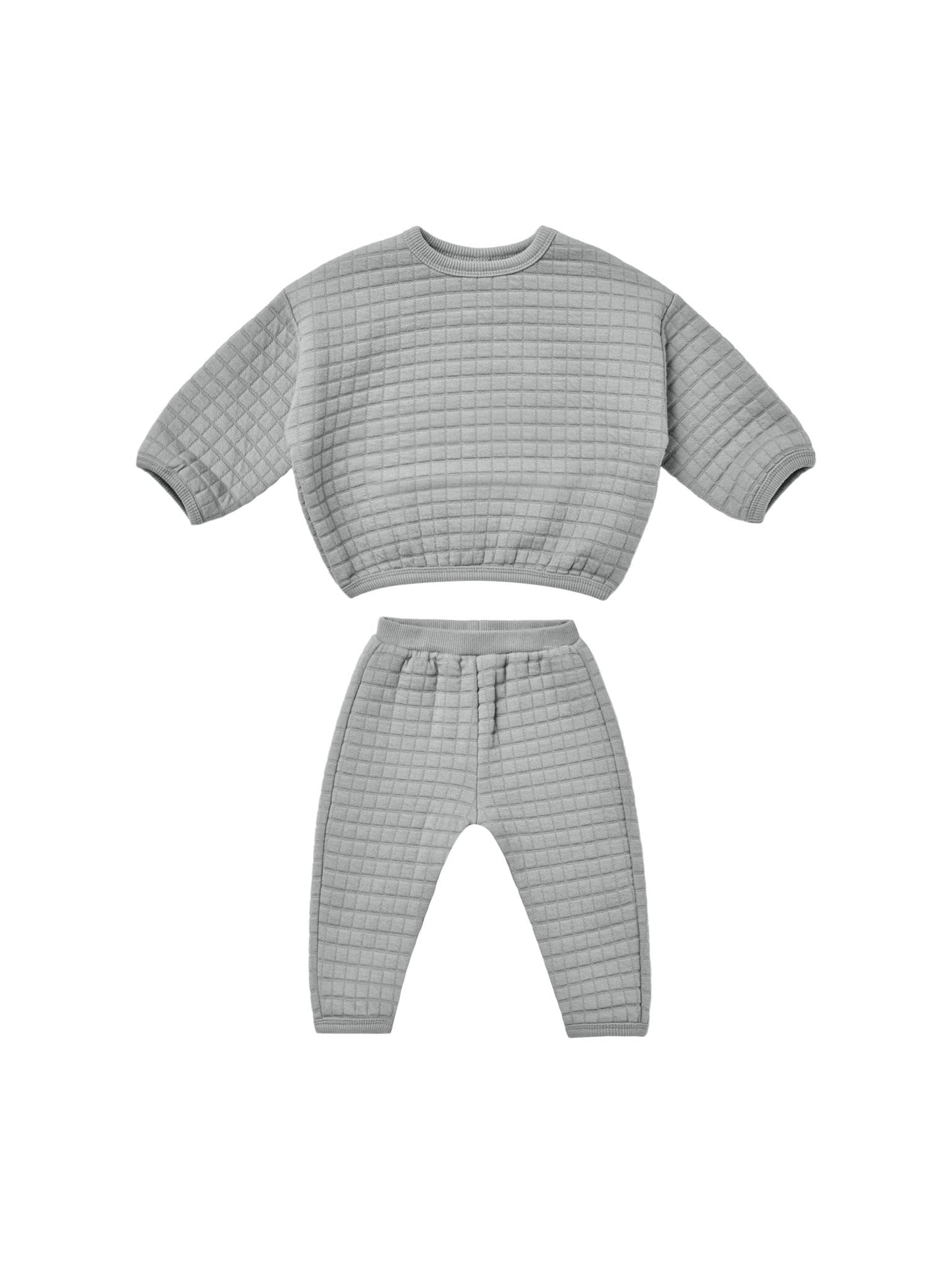 Quilted Top + Pants - Dusty Blue