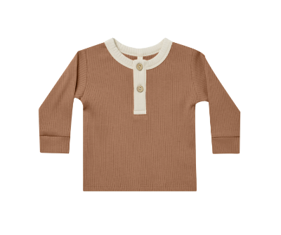 long sleeve henley tee - cinnamon