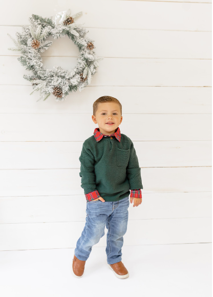 Infant/Toddler Classic Poplin Buttondown in Red/White Tartan