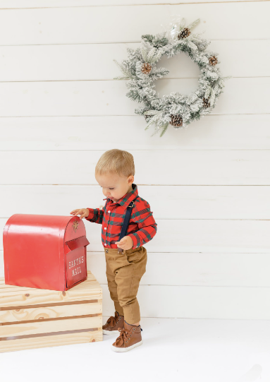 Infant Boys Flannel Buttondown and Suspenders Set