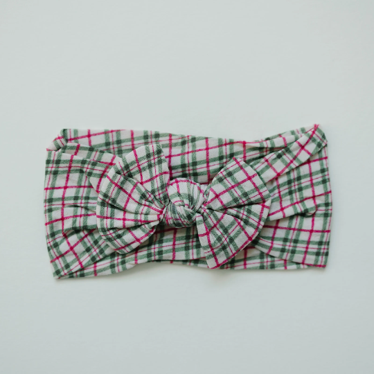 Holly Jolly Christmas Plaid Nylon Baby Headband