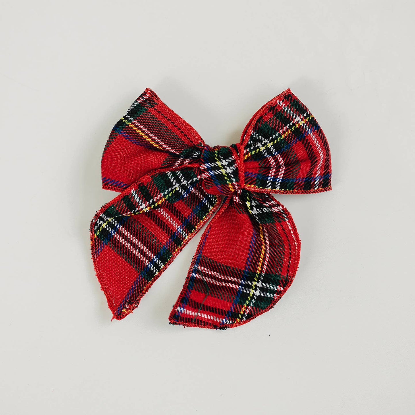 Tartan Plaid Holiday Linen Hair Bow 5.5"