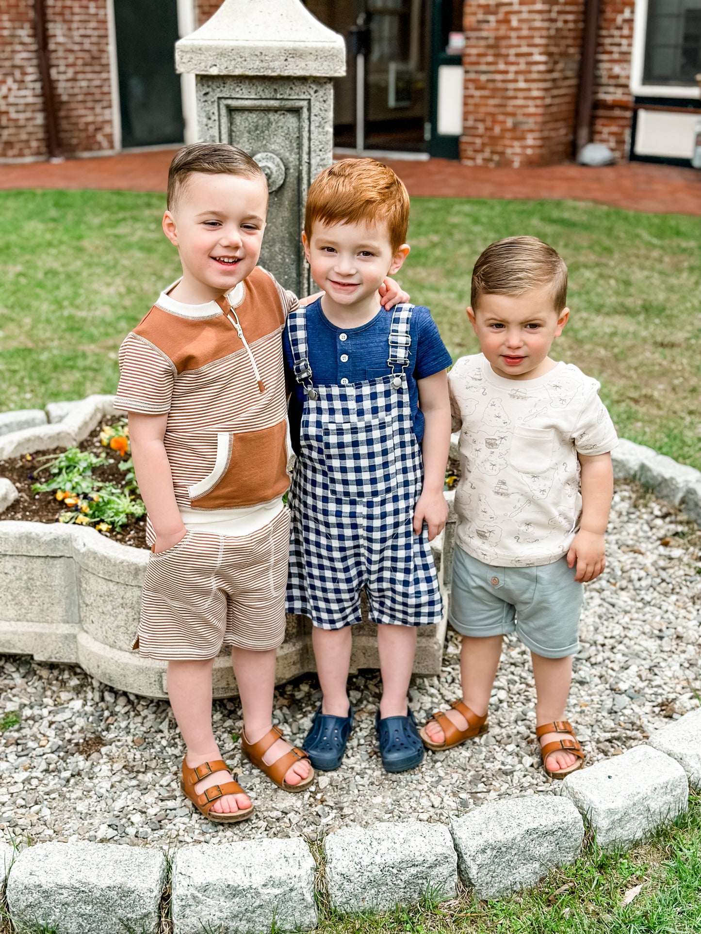 Navy Plaid Overalls