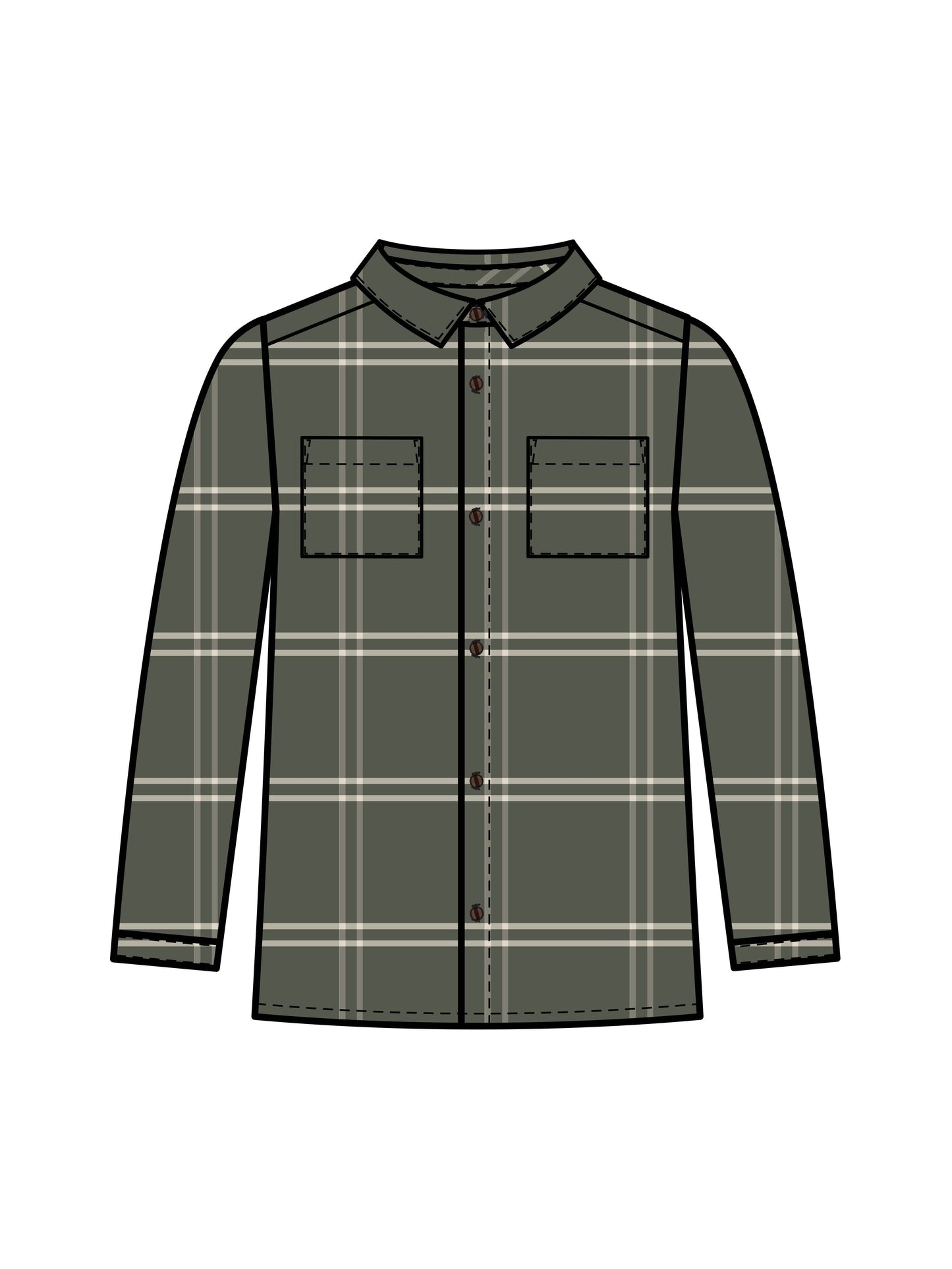 Logan Flannel Collard Button Down -Cypress Plaid