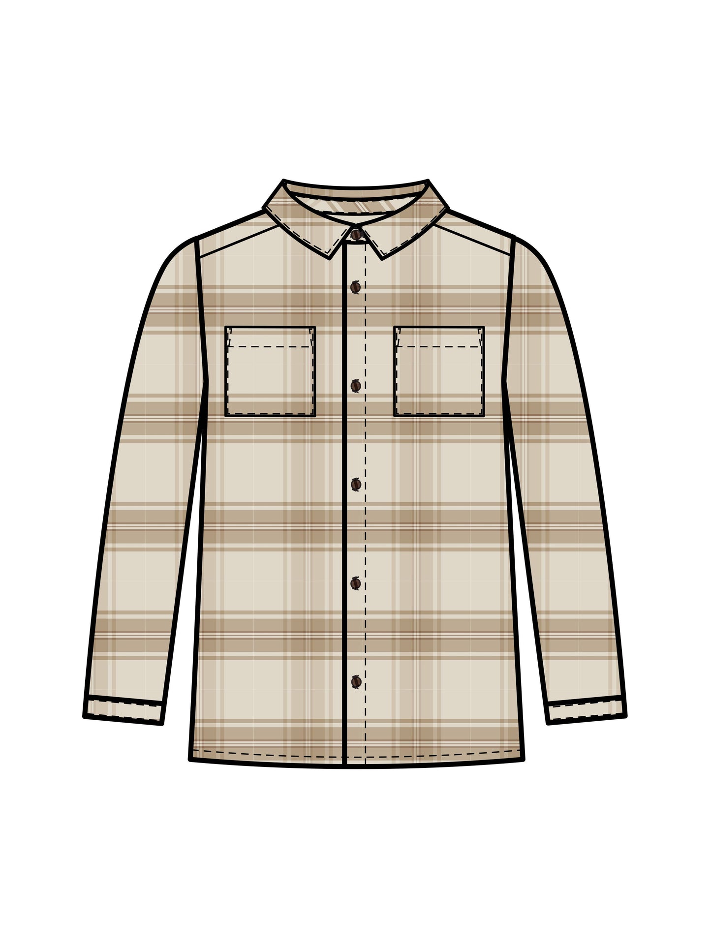 Logan Flannel Collard Button Down - Latte Plaid