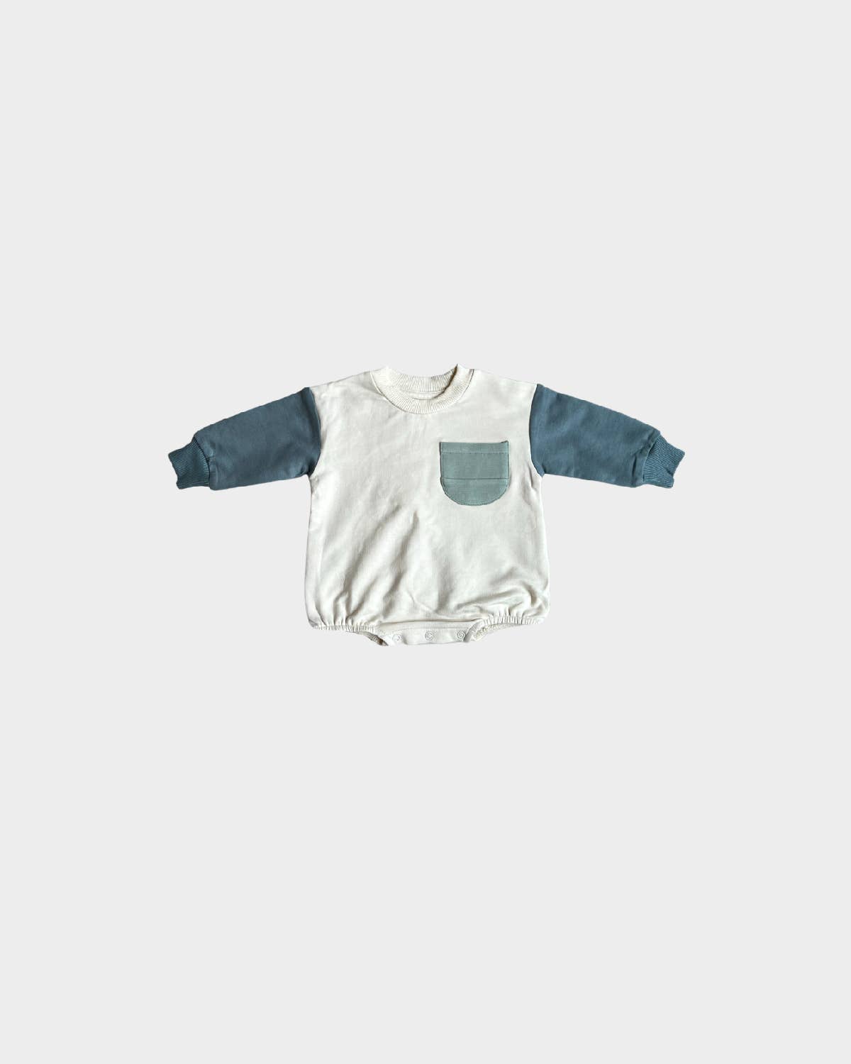 Baby Colorblock Romper in Stone Blue