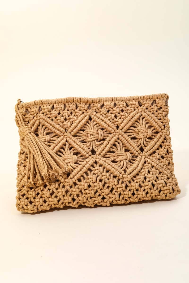 Crochet Clutch Tassel Bag