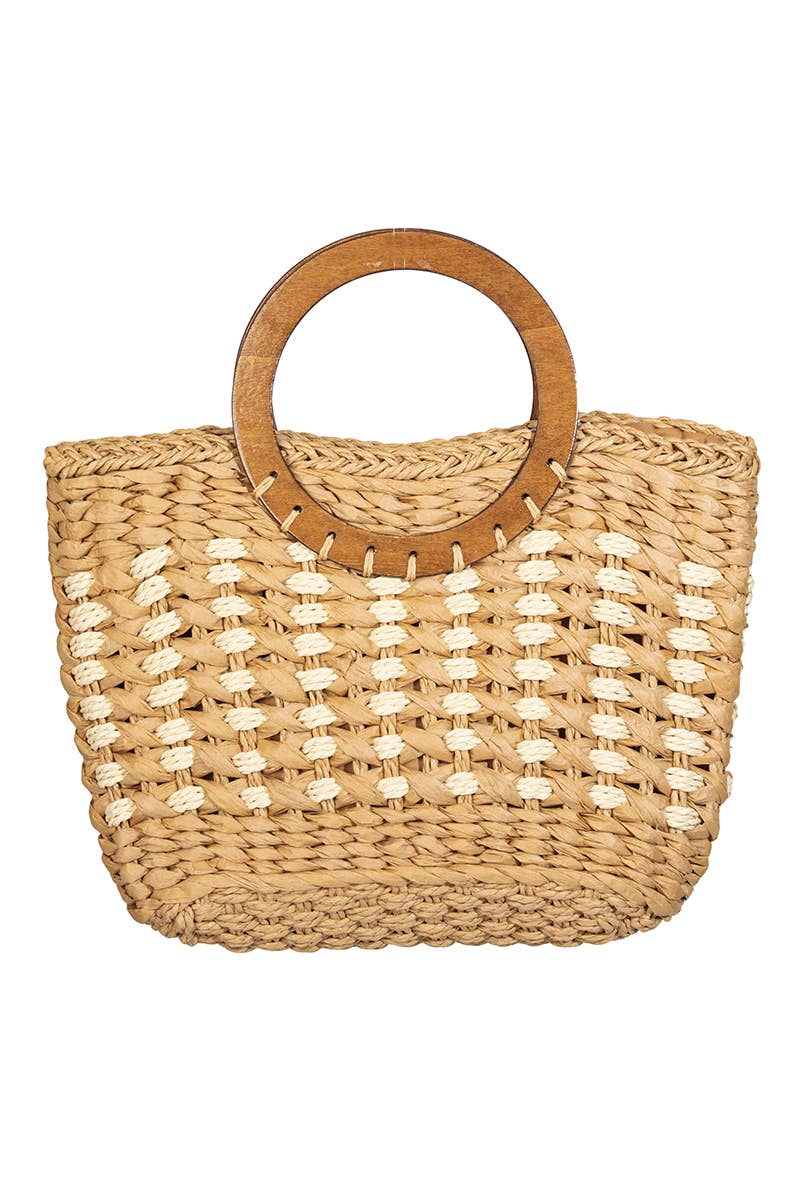 Small Braided Round Handle Tote Bag