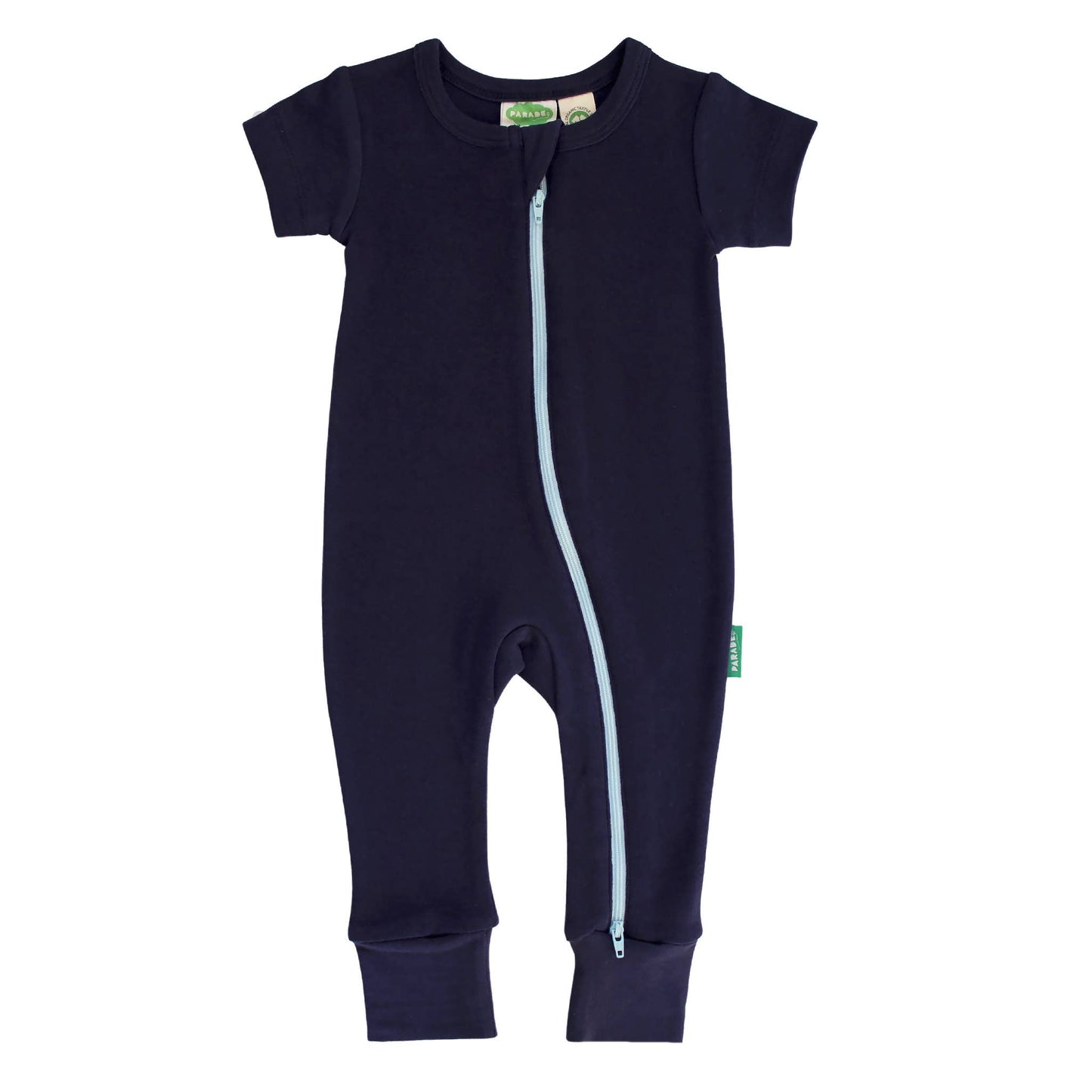 Navy Solid Short Sleeve Romper