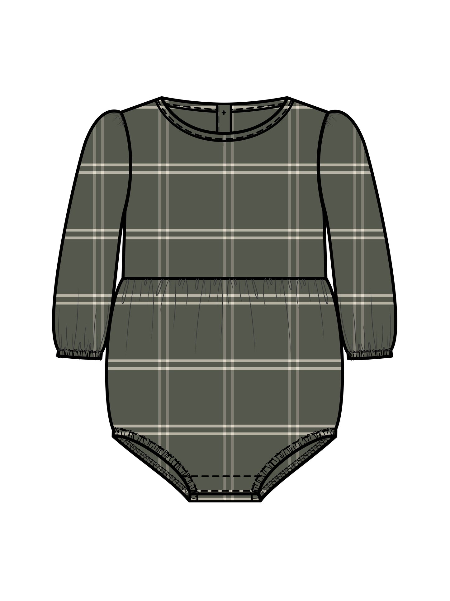 Organic Baby Bristol Flannel Bubble Romper - Cypress Plaid