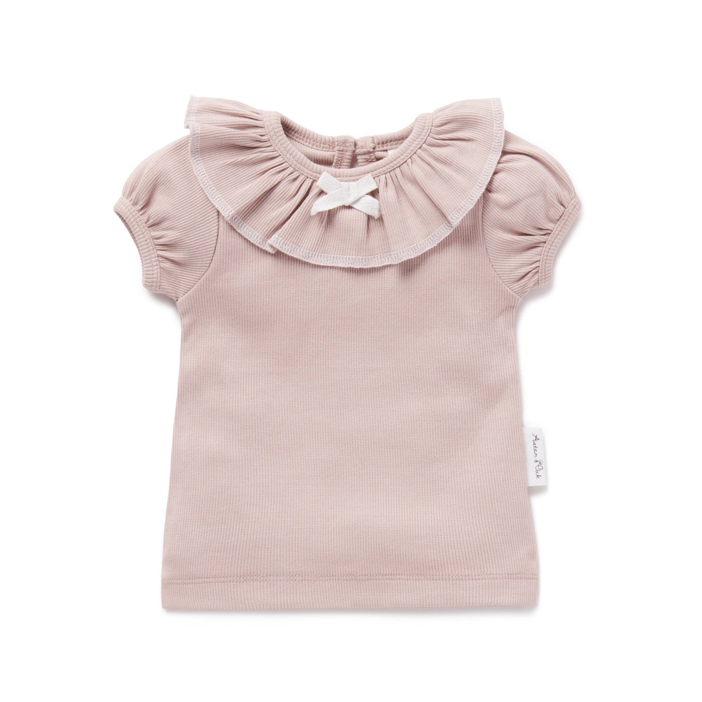 Mauve Rib Ruffle Top