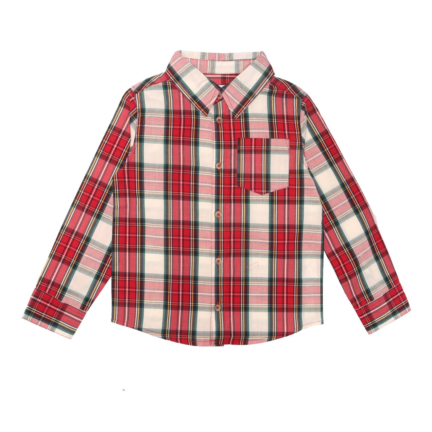 Infant/Toddler Classic Poplin Buttondown in Red/White Tartan