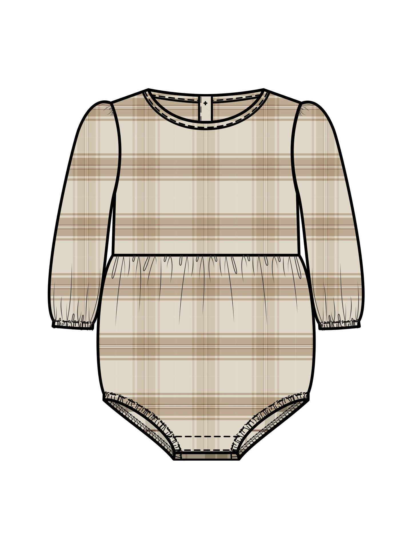 Organic Baby Bristol Flannel Bubble Romper - Latte Plaid
