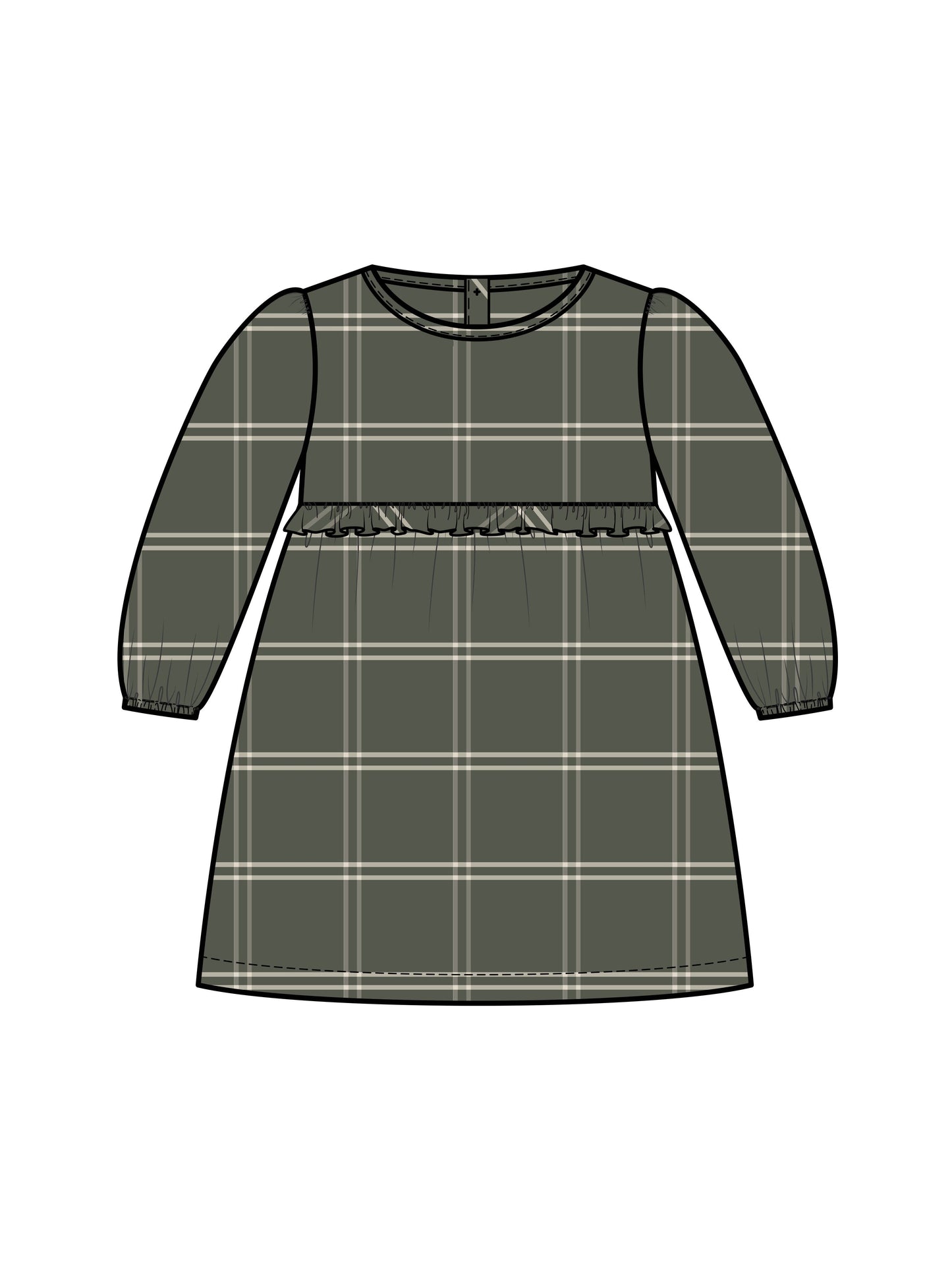 Sydney Flannel Ruffle Dress - Cypress Plaid