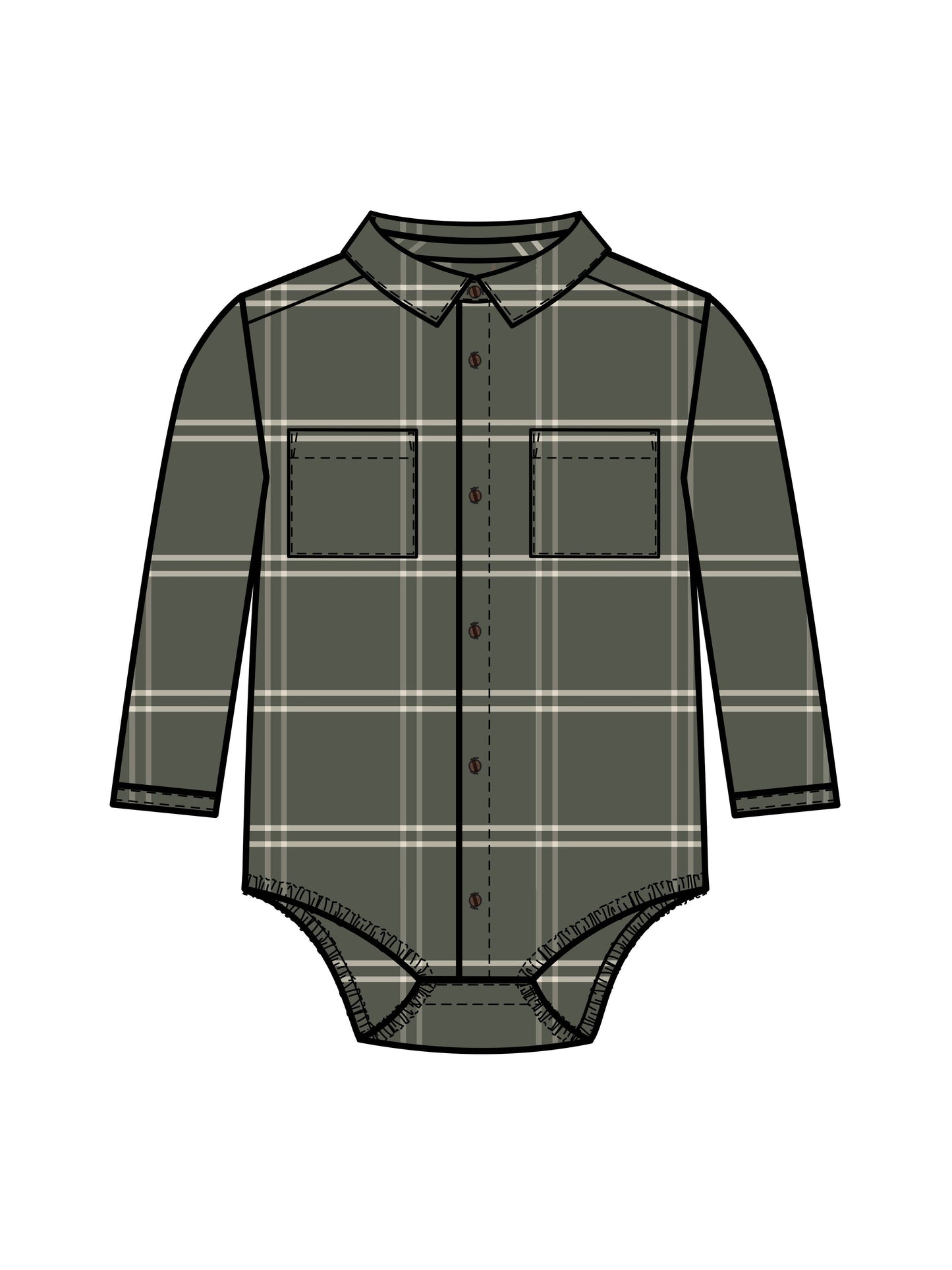 Carson Flannel Collared Button Down Bodysuit - Cypress Plaid