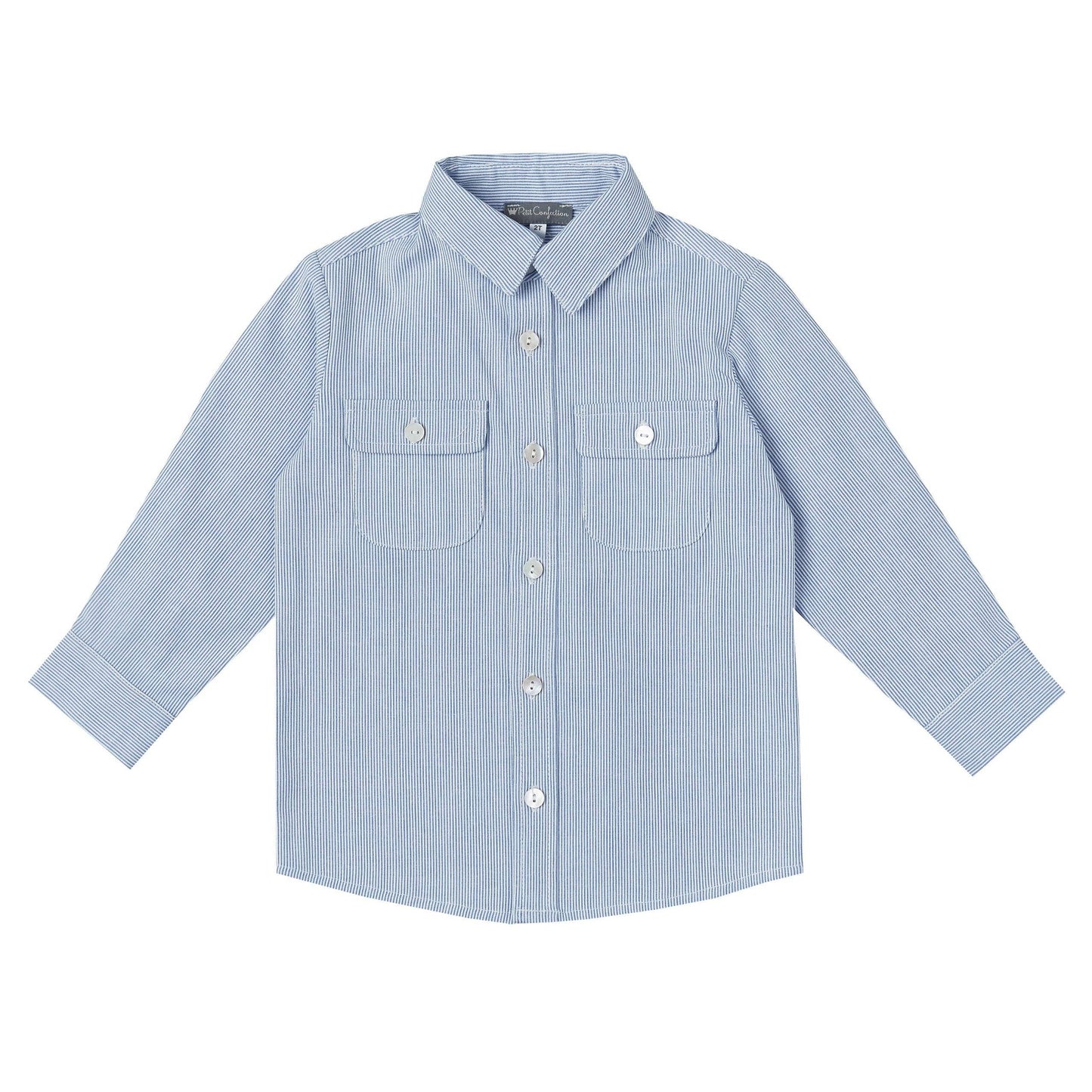 Toddler Boy Blue Pinstripe Long-Sleeve Shirt