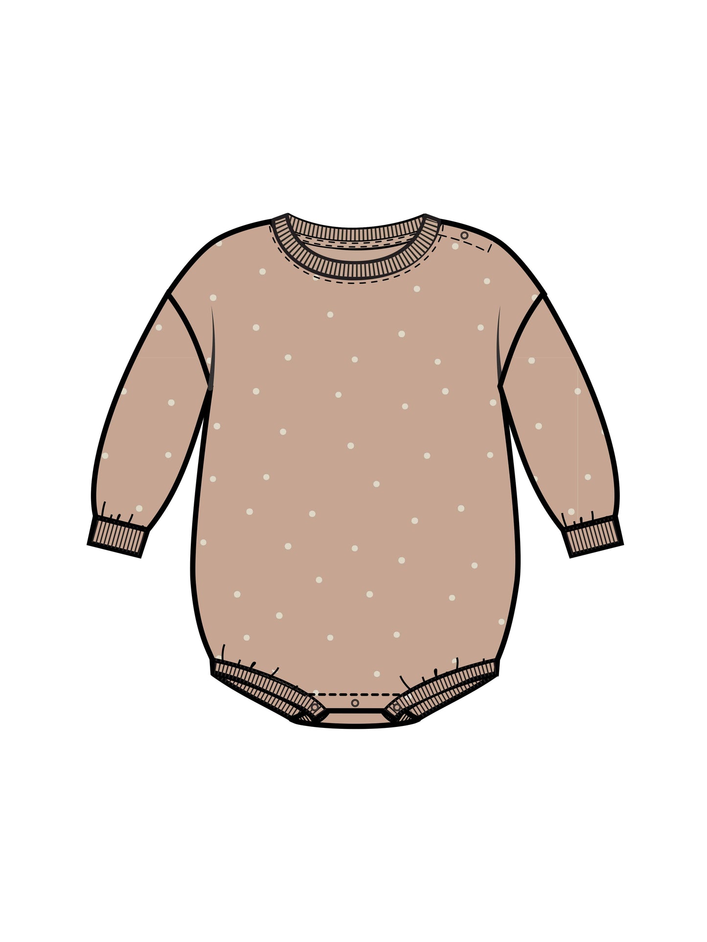 Organic Baby Jamie Fleece Bubble Romper - Mini Polka / Fawn
