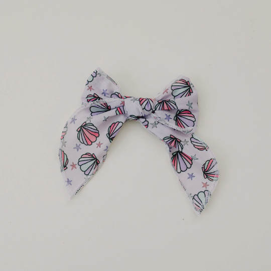 Mermaid Shells 4" Serged Cotton Hair Bow