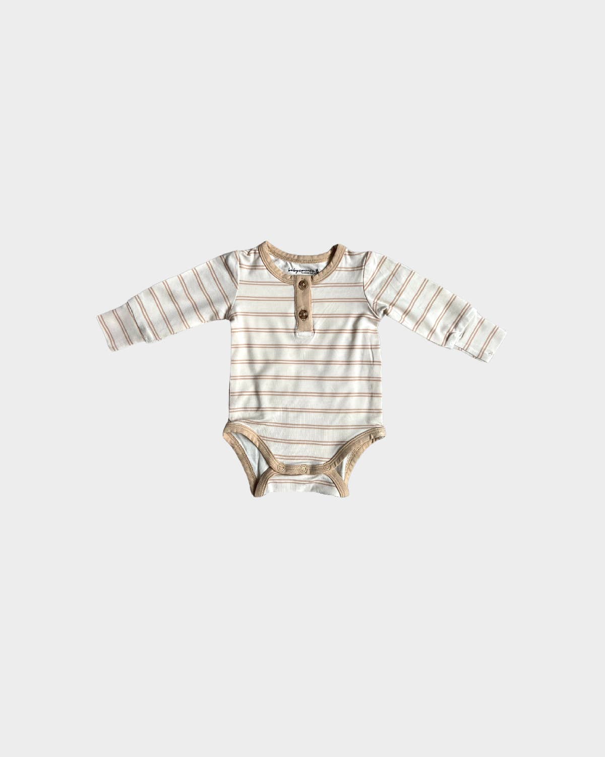 Longsleeve Henley Bodysuit - Wheat Stripe