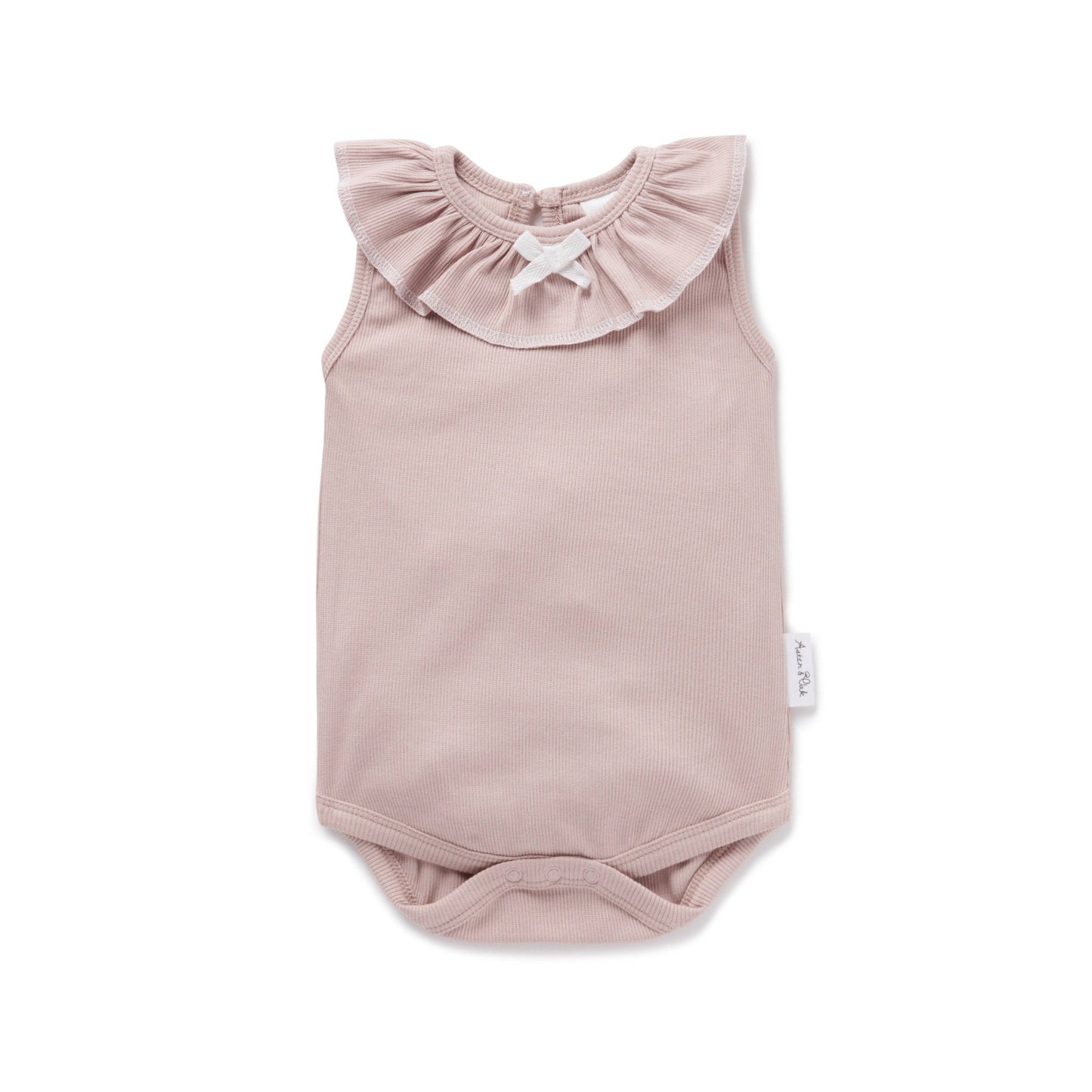 Mauve Rib Ruffle Bodysuit