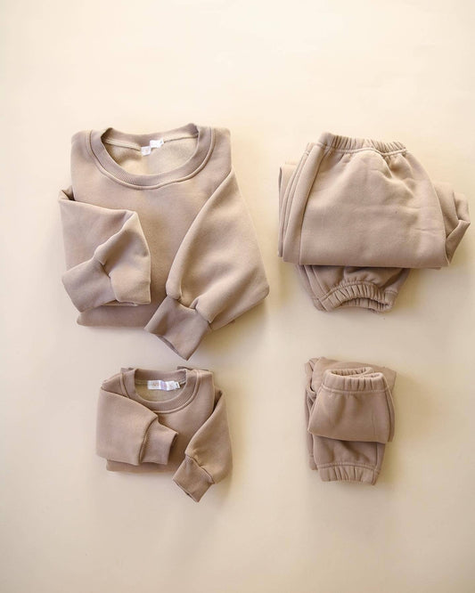 Beige Sweat Set with Initial Patch