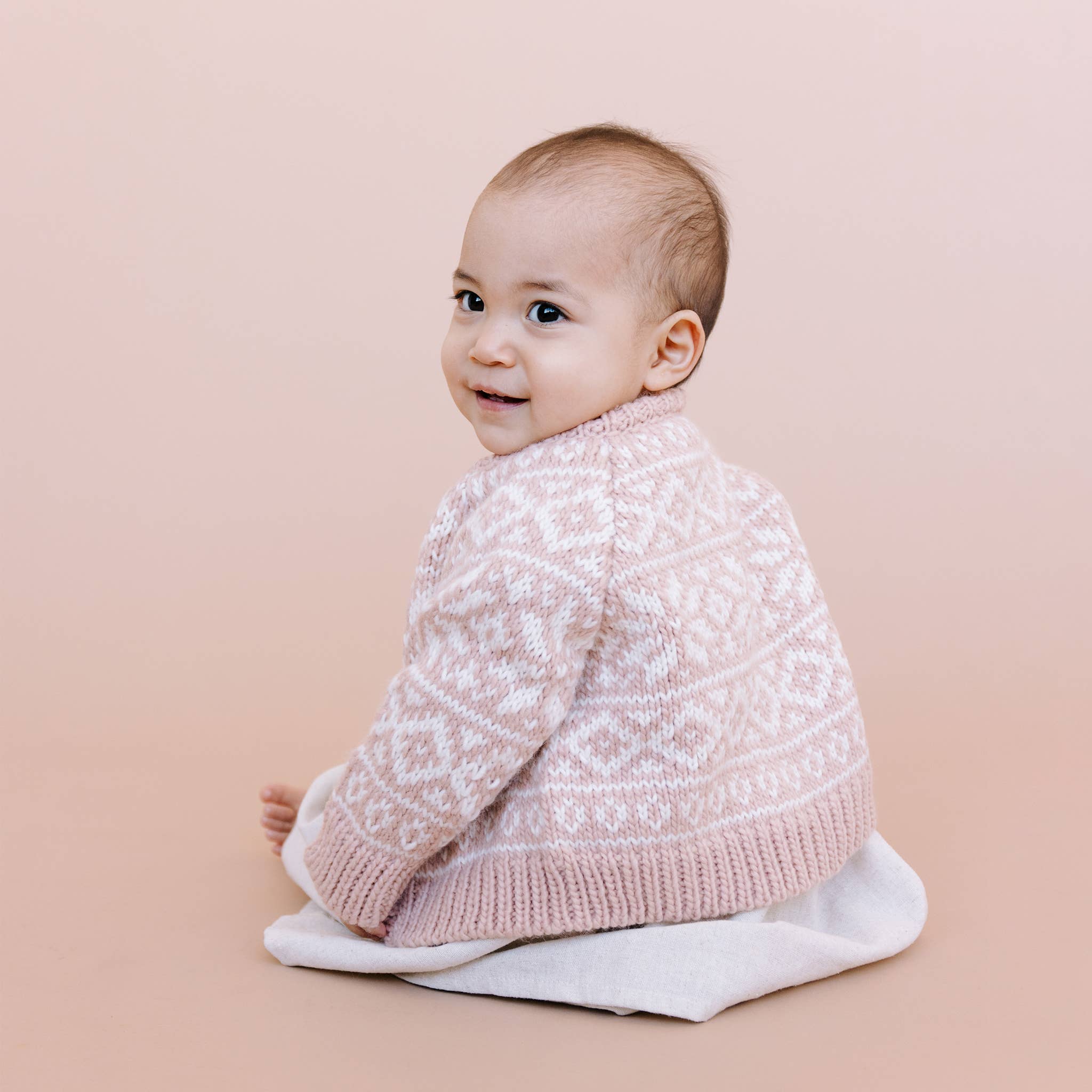 Snowflake Cardigan, Blush | Holiday Christmas Kids Sweater – Smith