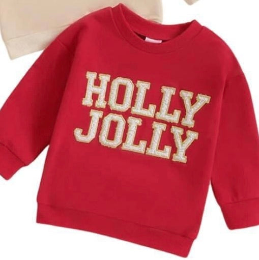 HOLLY JOLLY Chenille Patch Bubble Romper/Pullover