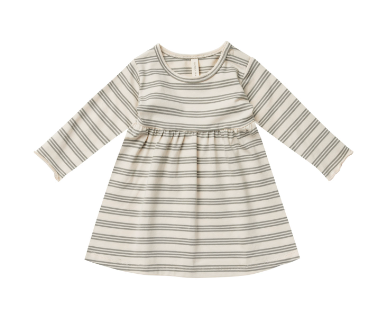 long sleeve baby doll dress - basil stripe