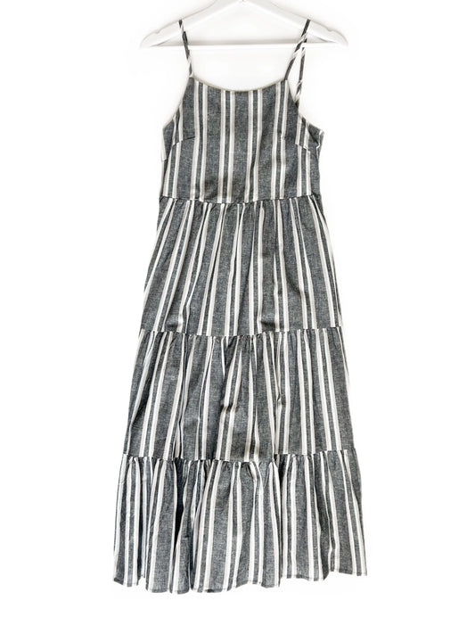 Womens Charcoal Striped Linen Dress