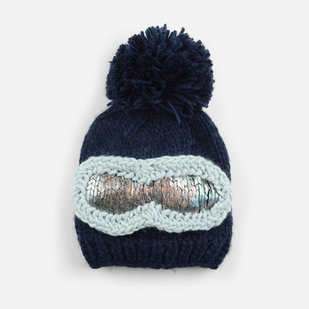 Navy | Ski Goggles Hand Knit Kids & Baby Hat
