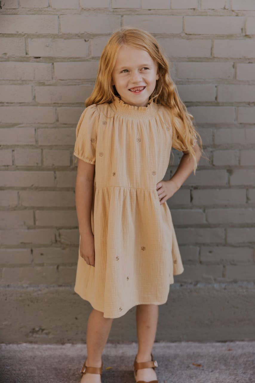 Yellow Embroidered Toddler Dress