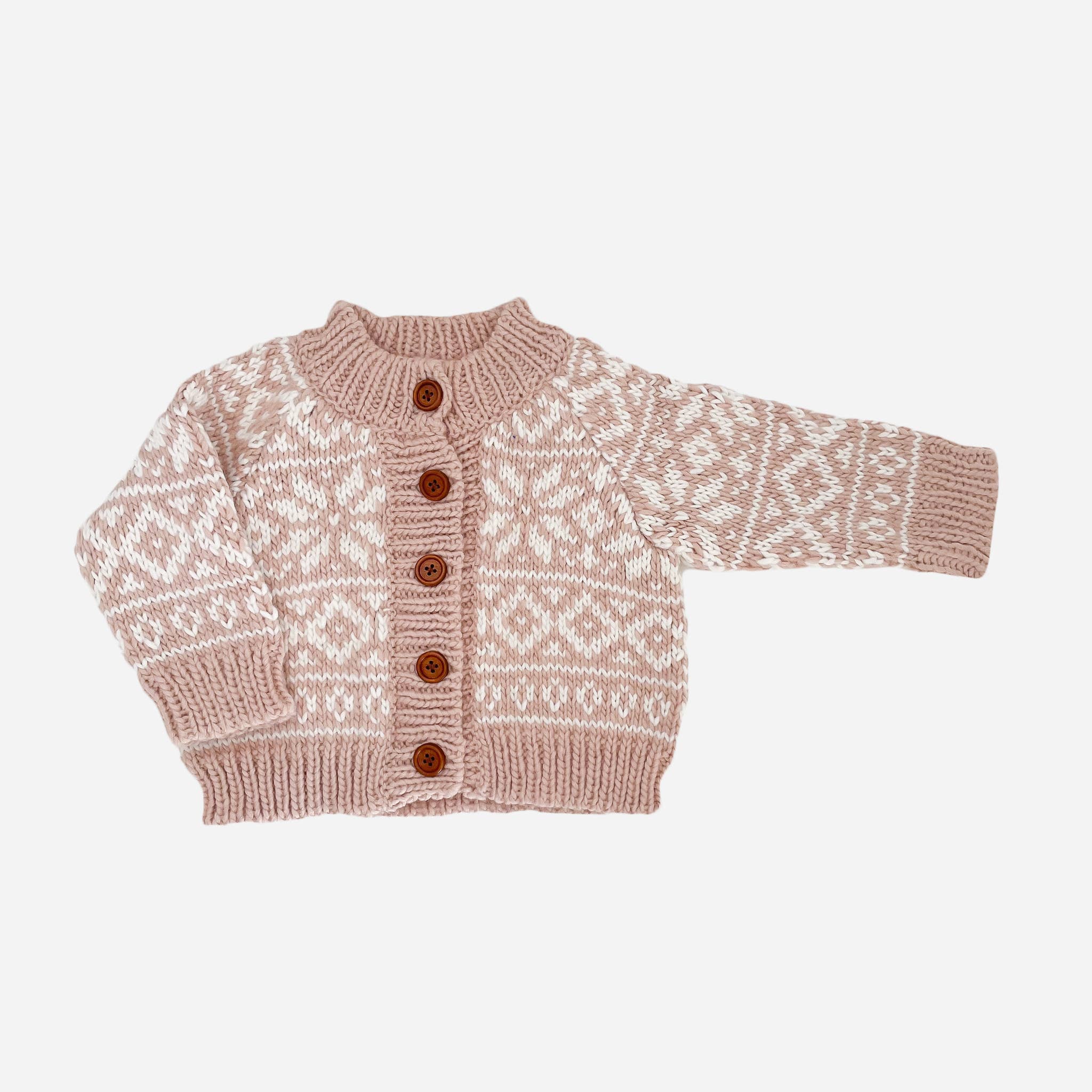 Snowflake Cardigan, Blush | Holiday Christmas Kids Sweater – Smith