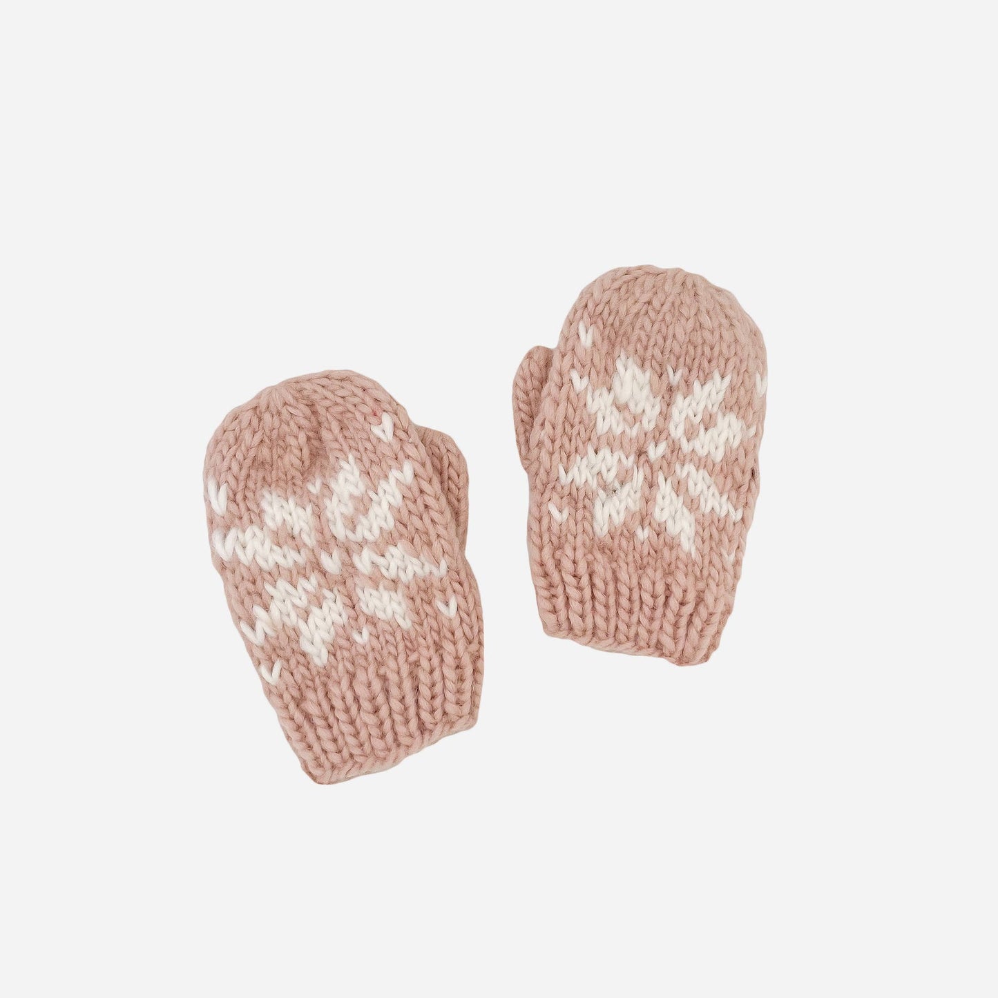 Snowflake Mittens, Blush | Holiday Christmas Kids Gloves: M