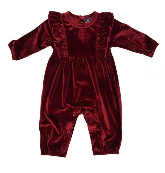 Rosalie Romper--Burgundy Velvet