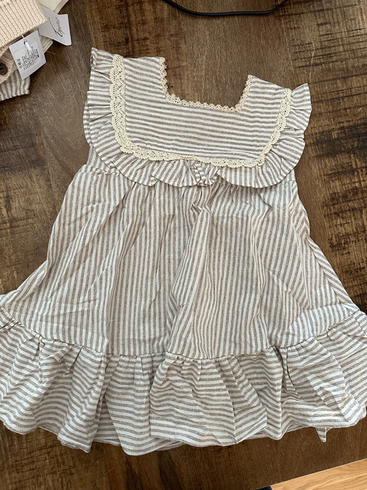 Girls Linen Stripe Dress